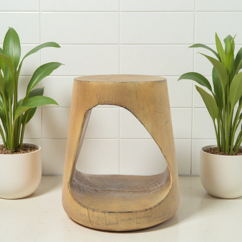 Table d'appoint creuse, texture semblable au bois, Naturel