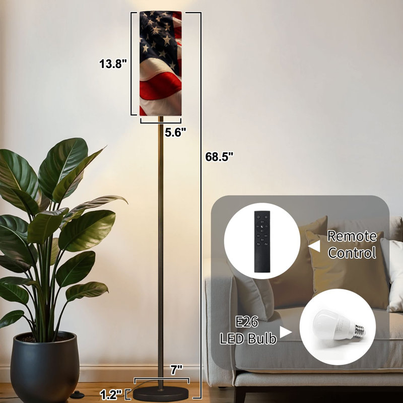 Lampe sur pied avec drapeau à vagues American