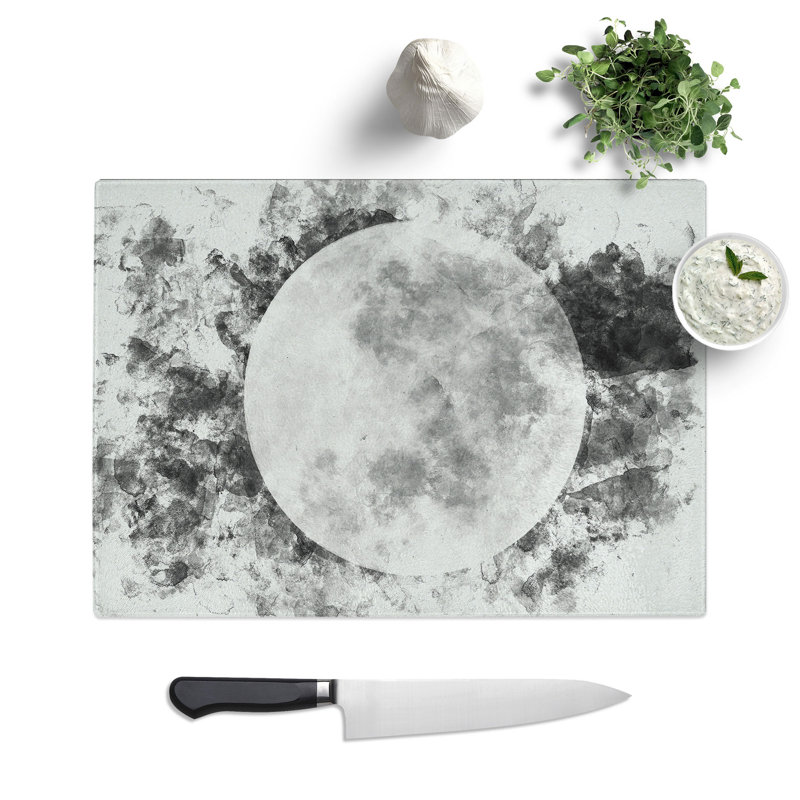 Tempered Glass the Beauty of the Moon Chopping Board, 28.5 cm x 39 cm