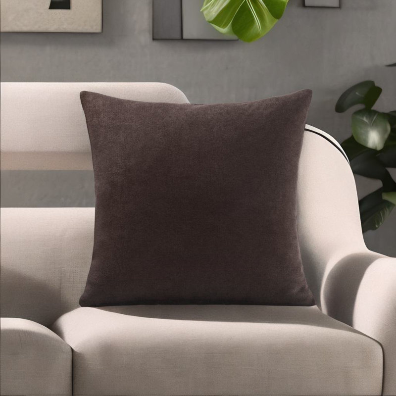 Velvet Feel Chenille Scatter Cushion Cover, Chocolate, 45 cm x 45 cm