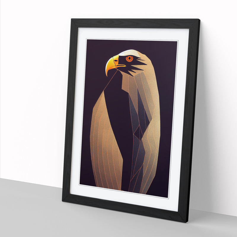 Weathersby Eagle Minimalism Art - Picture Frame Print, Black, 64cm H x 46cm W x 2cm D