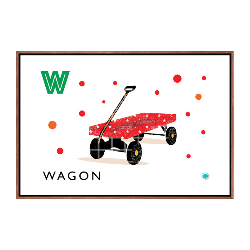 «W Is for Wagon» - impression, Pas de tapis, Toile avec cadre brun, H 18 po x l 26 po x P 1,5 po