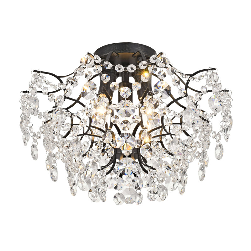 Kaizen 3-light 15.8" Antique Black Crystal Flush Mount