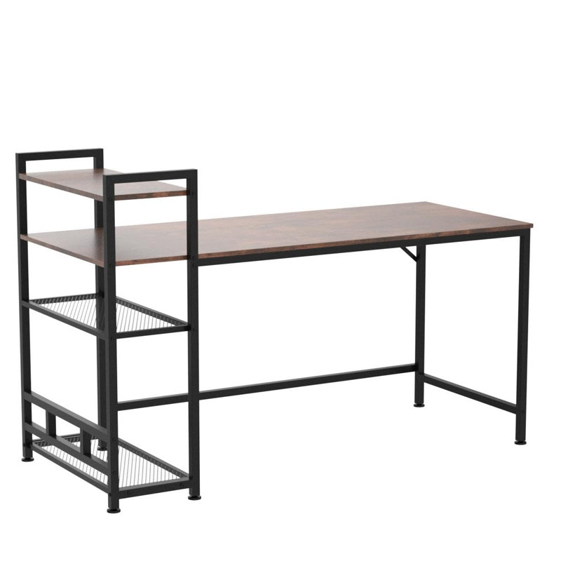Glenam Metal Base Writing Desk, Brown