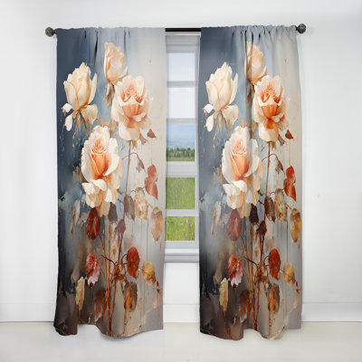 Eliya Harmonious Rose Bouquet II - Rideau moderne - Velours obscurcissant - 1 panneau