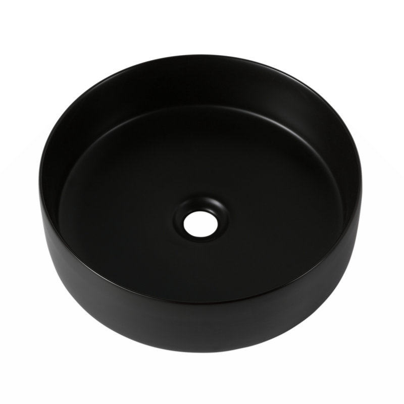 Wenty 15.7 " Ceramic Circular Bathroom Sink, Black