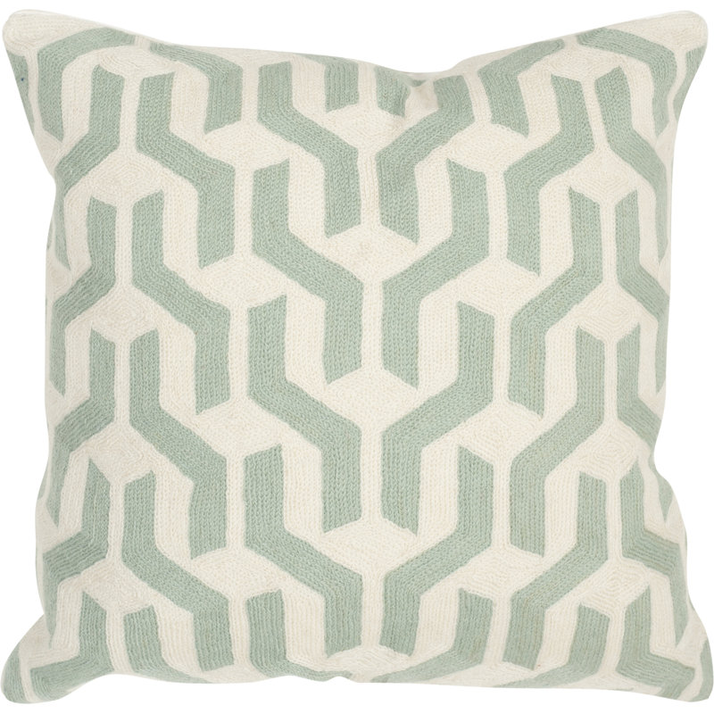 Embroidered Feather Reversible Throw Pillow