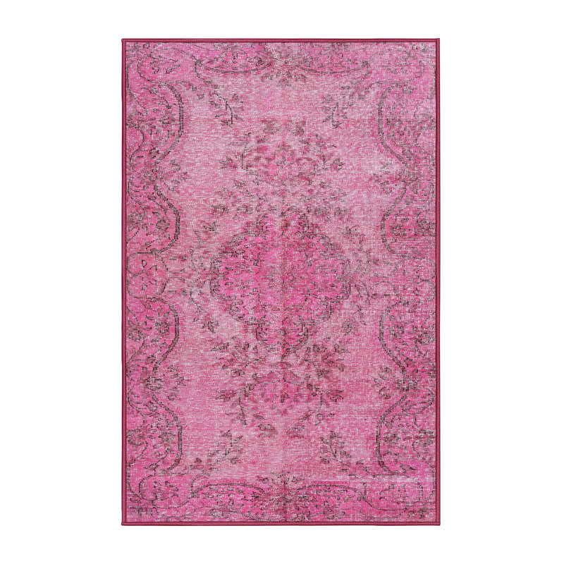 Tapis traditionnel rose / gris, Rectangle 5 pi x 7 pi