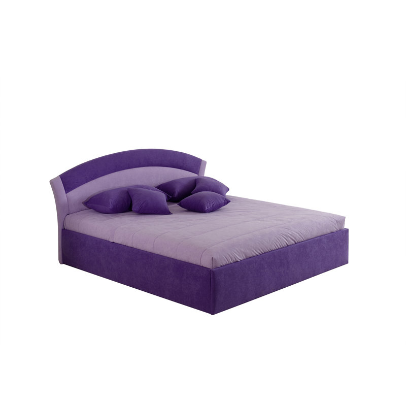 Zuniga Upholstered Storage Bed with Mattress, 5-zone pocket spring mattress, 140 x 200cm, Purple/Light purple