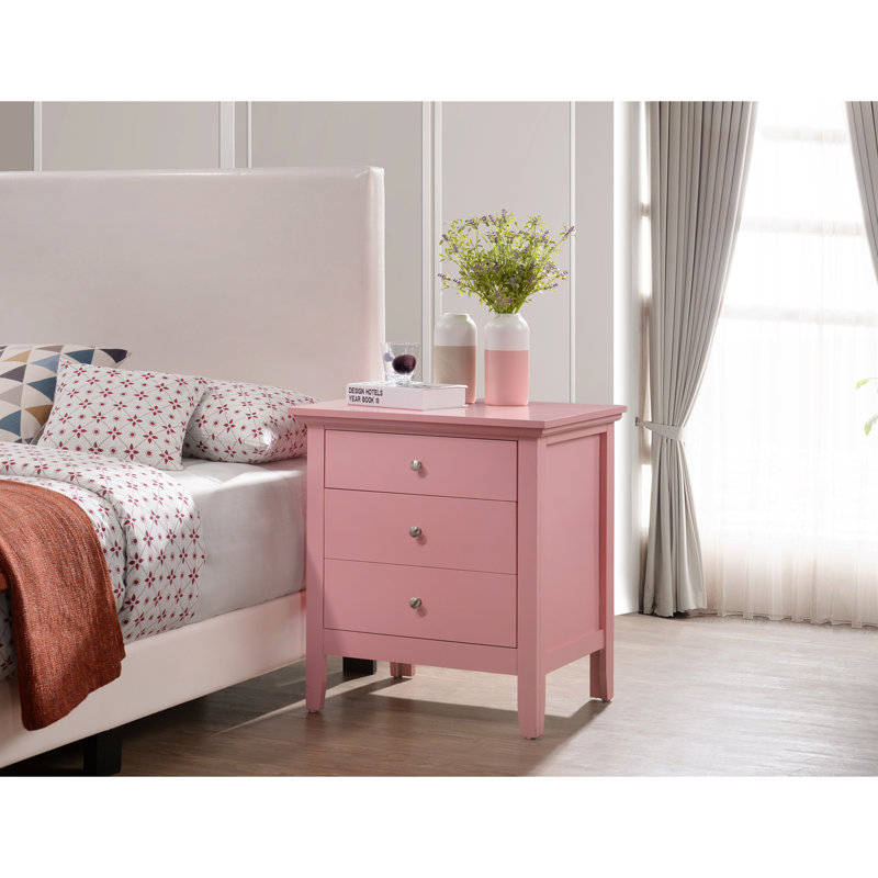 Table de chevet de charme avec rangement, Rose
