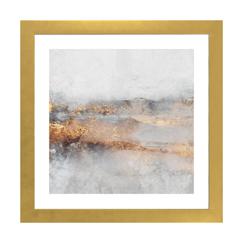Brouillard-carré par Elisabeth Fredriksson-reproduction d’art, H 16 po x l 16 po x P 1 po, Papier encadré doré, Blanc