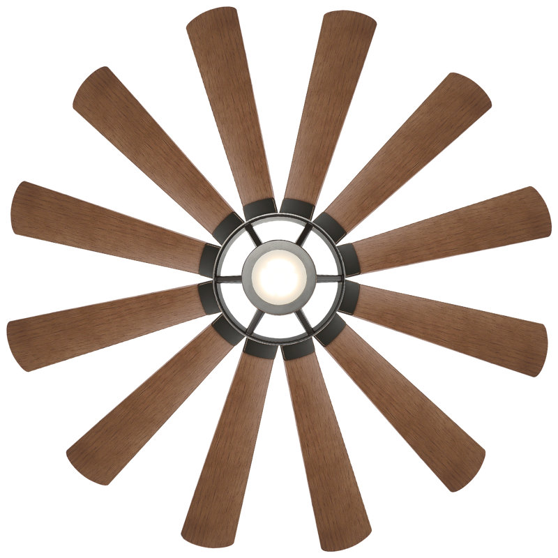 Ventilateur de plafond intelligent à DEL 65 pouces à 12 pales et à intensité variable avec télécommande et ensemble d'éclairage inclus