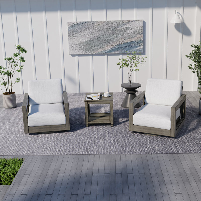 Canapé de patio 2 pièces en aluminium avec structure et coussins peints à la main