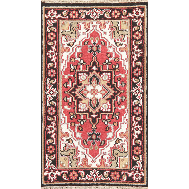 Tapis traditionnel indien en laine à motif géométrique 3 x 5