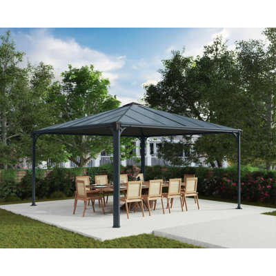 Palram - Canopia Palermo Aluminum Hardtop Gazebo With Polycarbonate Roof Panels Durable Outdoor Patio Shelter Gray/Bronze