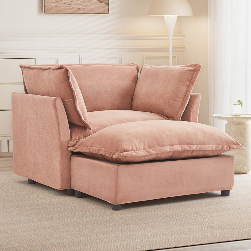 Chaise rembourrée en chenille douce avec repose-pieds mobile pour un confort personnalisé et une utilisation polyvalente