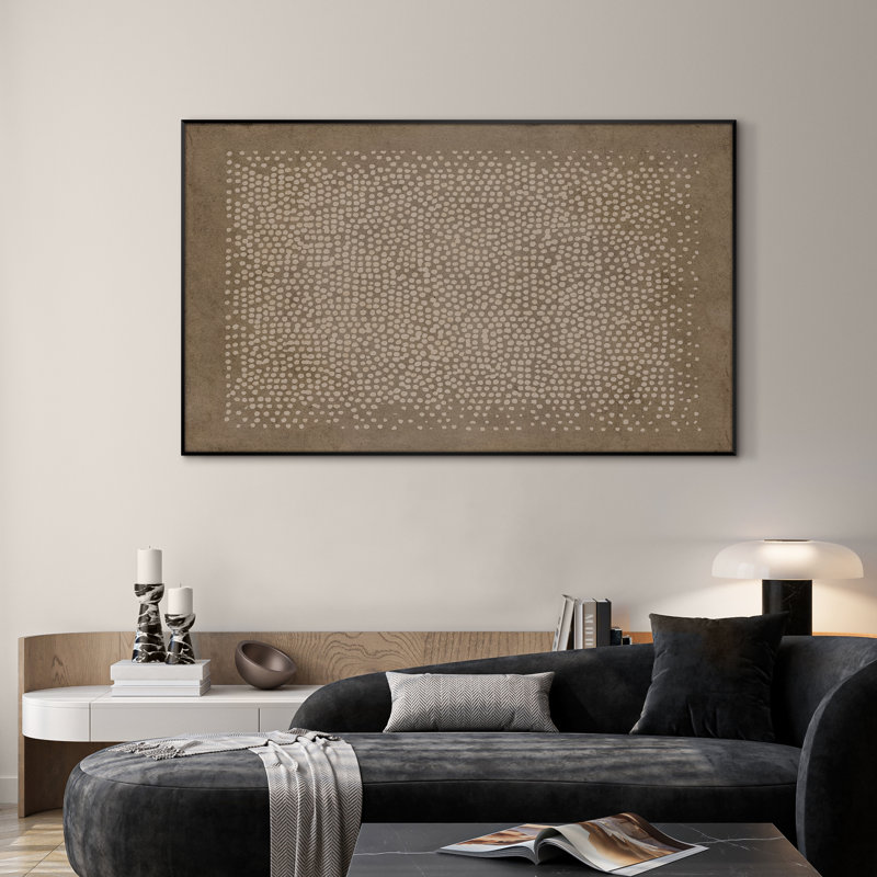 Extra Large Wall Art Fabric Print - Minimal Dot Pattern Neutral Geometric Modern Interiors Artwork Decor for Living Room or Bedroom - "Frame Assembly Required (Unfinished Frame)"