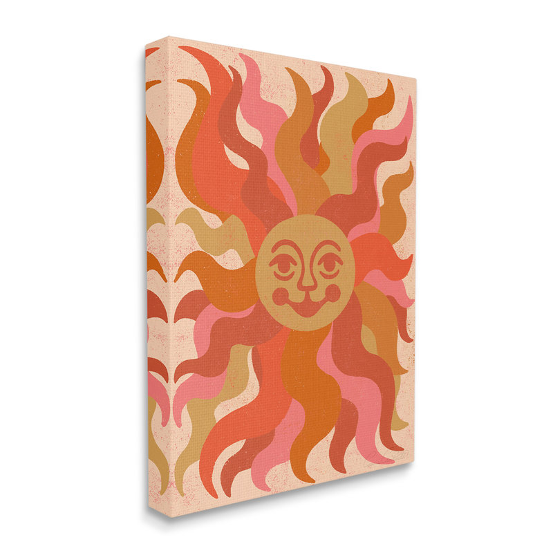 Art mural céleste "Soleil souriant" par Carrie Cantwell, H 48 po x l 36 po x P 1,5 po, Toile tendue