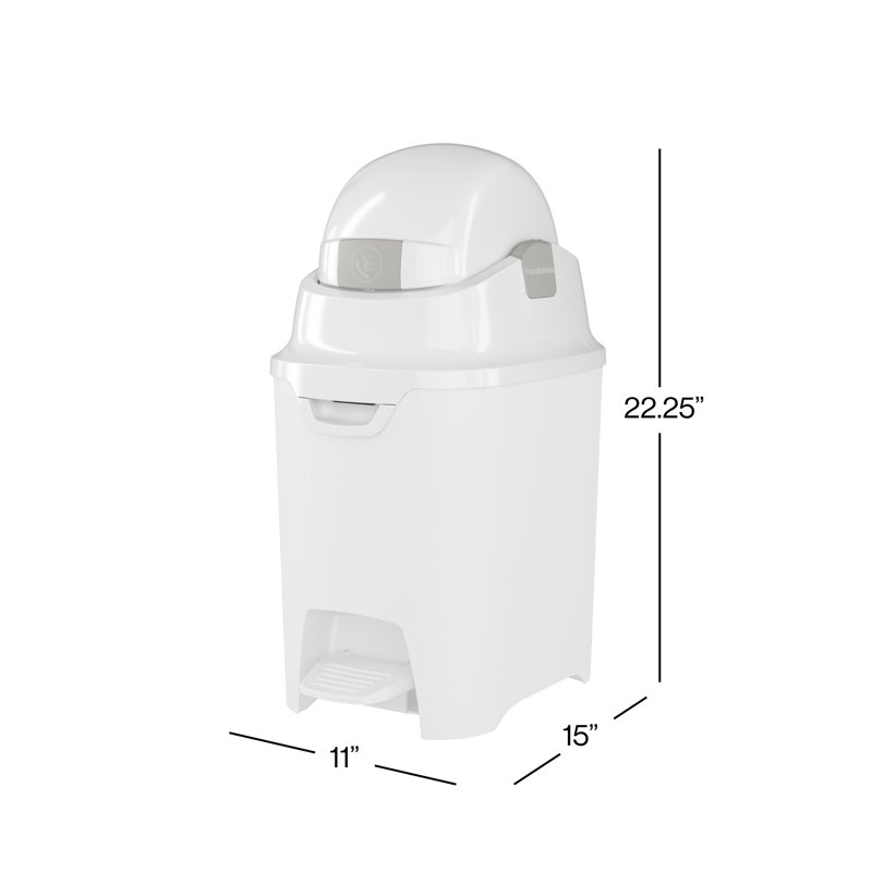 Foundations Hands-free Mini Diaper Pail, White, White