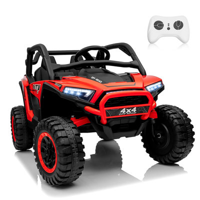 Voiture électrique rouge 2 places pour enfants (24 V) avec télécommande parentale, musique Bluetooth, lumières DEL et cadeau amusant pour les filles
