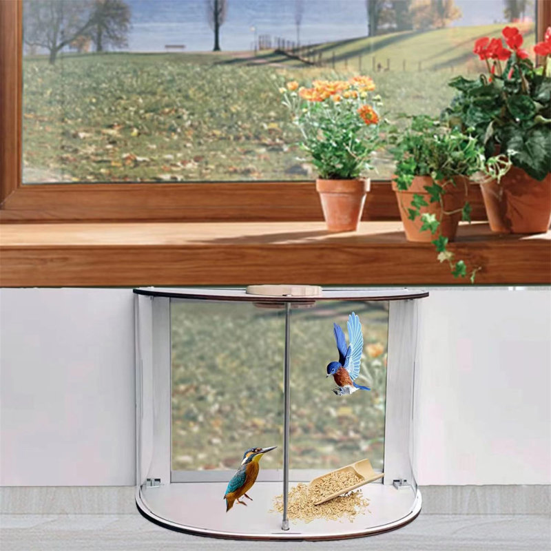 Window Bird Feeders, Clear Bird Feeder With Baffle, Suction Cups And Metal Straps, Detachable Top, Bottom Trays Bird Feeding Supplies And Bird House