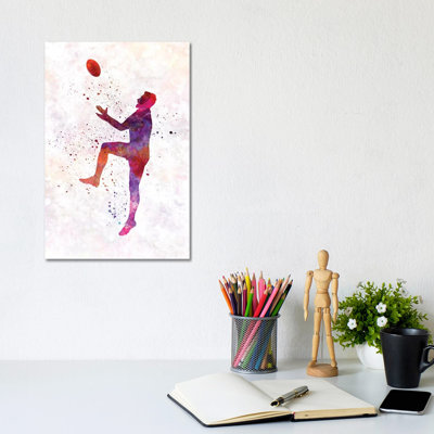 Rugby Man Player In Watercolor I by Paul Rommer - Gallery-Wrapped Canvas Giclée on Canvas