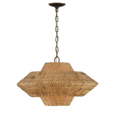 Melbourne Single Light Rattan Iron Dimmable Pendant