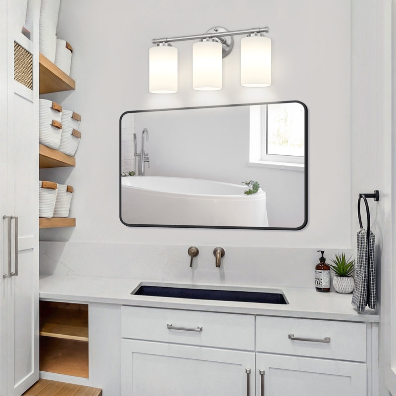 Borasisi Dimmable Vanity Light, 3 Lights, Nickel