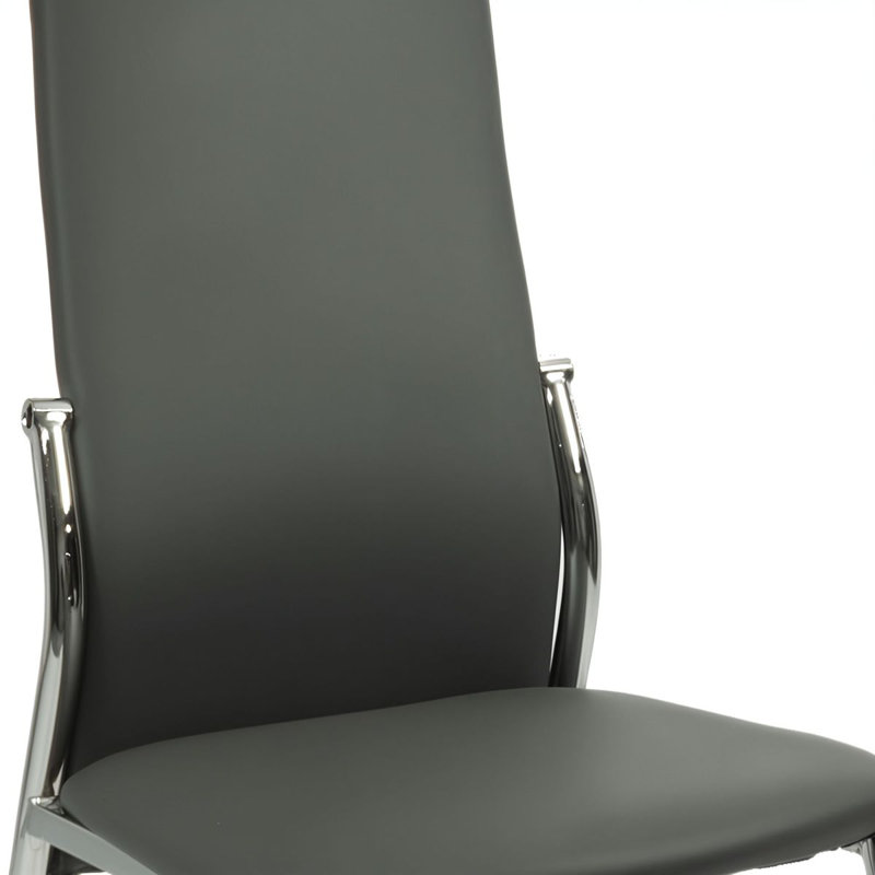 Nova Faux Leather Dining Chair With Chrome Legs And Sides, Grey, 6