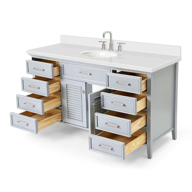 Ensemble de meuble-lavabo simple 60 po Blazier, gris