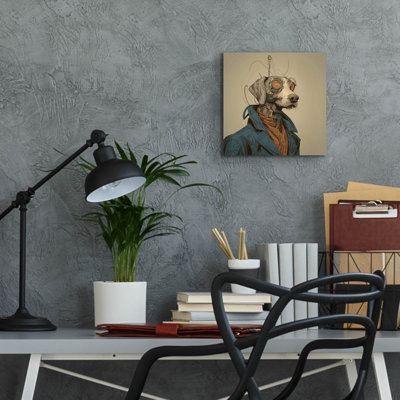  «Industrial Dog» par Ann Klee, art mural en verre acrylique, 12 po x 12 po