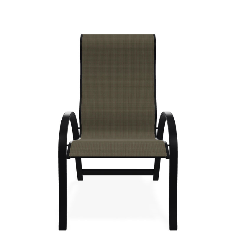 Chaise de patio empilable Hirotaka Supreme, Tweed Sunbrella® brun, Noir texturé