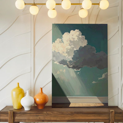 Canvas Wall Art A Panoramic Image Of A Single Fluffy Cumulus Cloud Floating In The Center Of A Soft Premium Quality Ready To Hang Modern