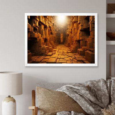 Tunnel géométrique jaune I sur toile