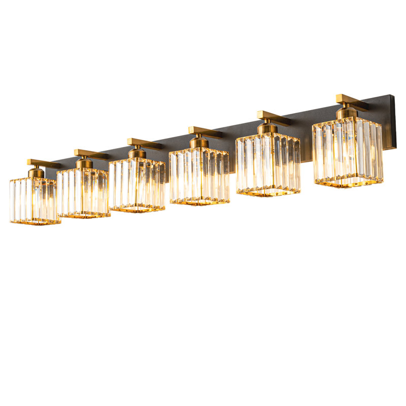 Lanceton Dimmable Vanity Light, Black/Gold, 6 Lights