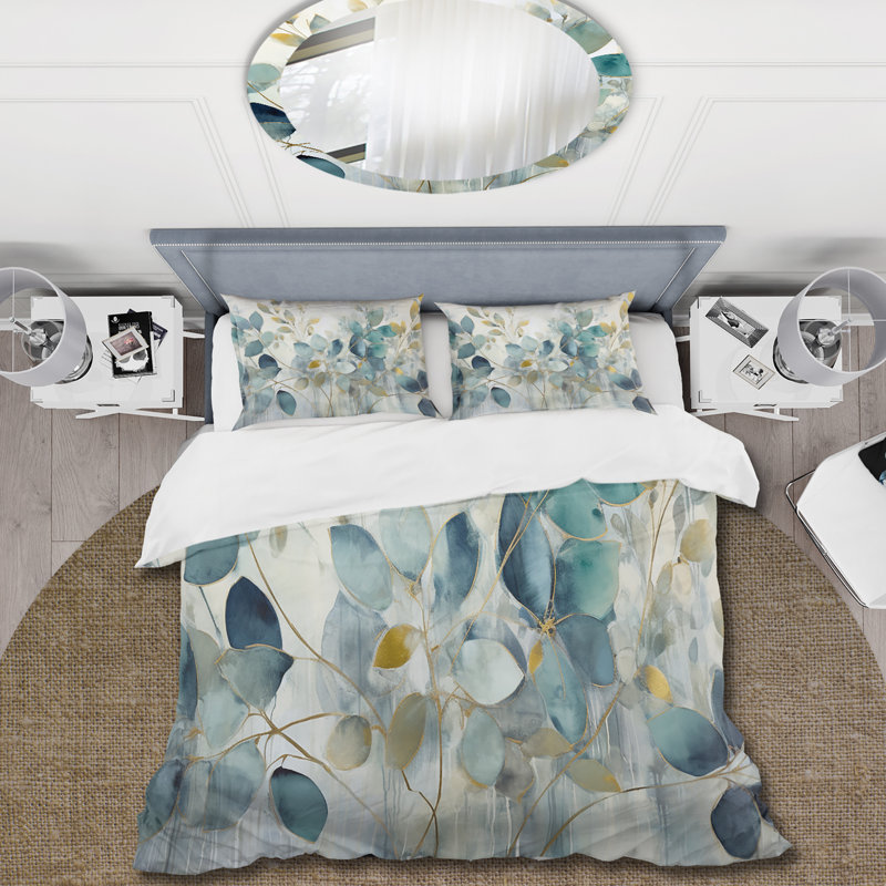 Ensemble de housse de couette Blue Botanical Rhythms II - Abstract Botanicals