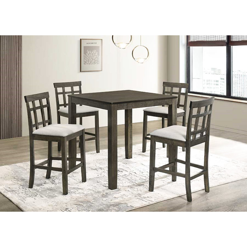 Chaises de salle à manger modernes à hauteur de comptoir grise avec sièges rembourrés et dossier à lattes - 2 pièces pour chambre à coucher