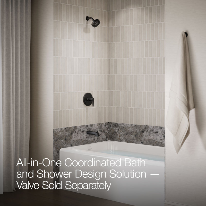 Pitch Tub and Shower Faucet, Matte Black