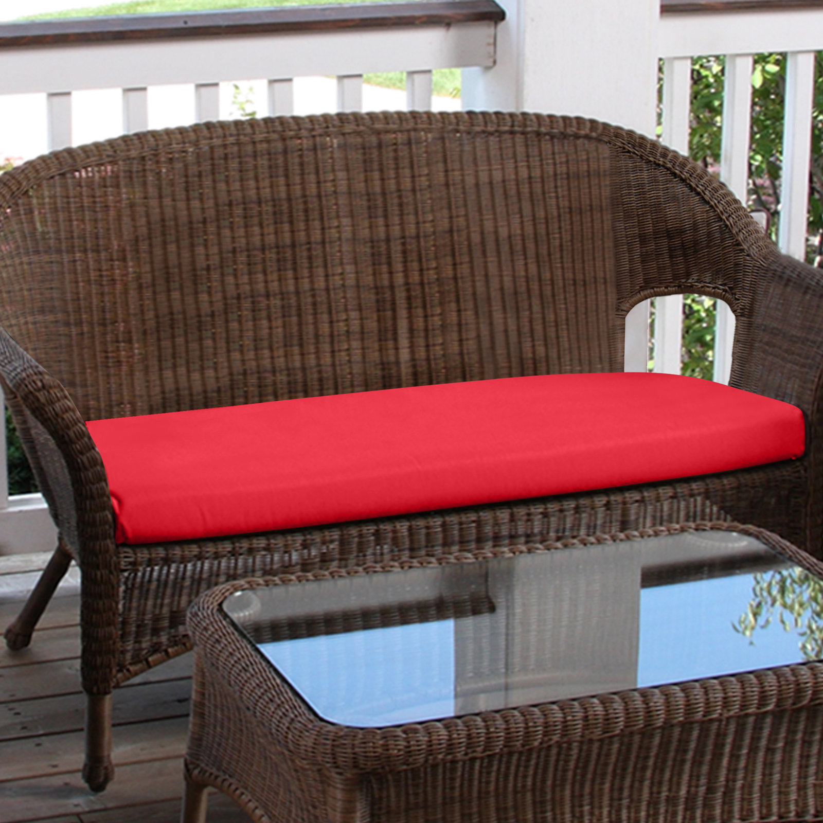 43" Sunbrella® Bench Cushion, Canvas Jockey Red Sunbrella® Canvas