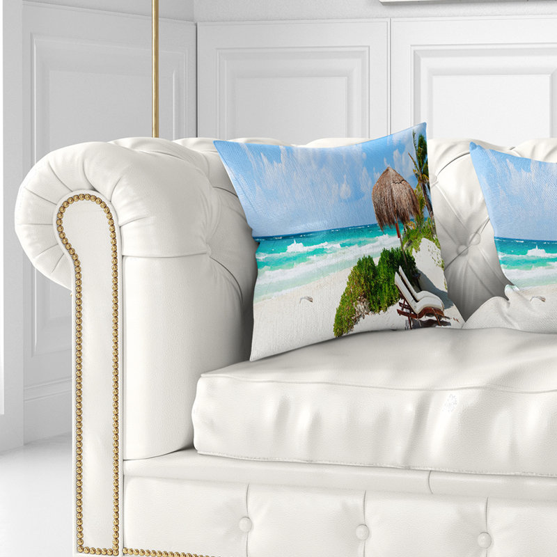 Coussin décoratif à motif de photographie à imprimé paysage de mer, 16 po x 1 po, Coussin décoratif