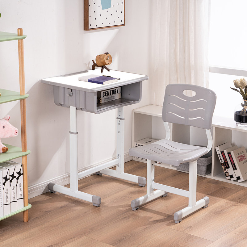 Ensemble de bureau d'art 23,62 po Kinga, Blanc / Gris