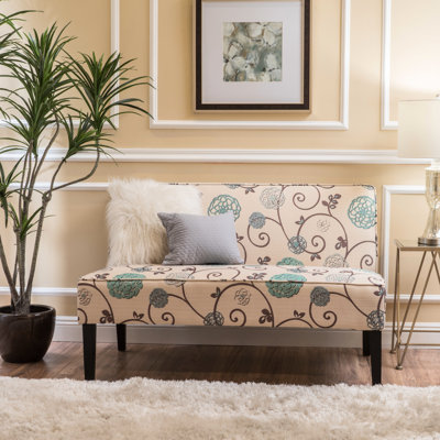 50'' Upholstered With White And Blue Fabric, High - Quality Linen Upholstery, Solid Wood Frame, Modern Design For Comfortable Sitting Relaxing In Your Home White+blue, Soft Relaxing, Contemporary