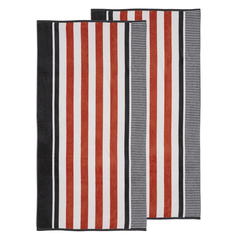 Serviette de plage 100% coton rayée Gilus, Château de pierre