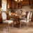French Provincial 37.7" H Dining Chairs Set of 2, Linen Upholstered Oval Back Chairs, Solid Wood Side Chairs for Dining Room