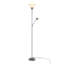 Lampe sur pied 72 po à deux têtes en métal avec finition argentée et abat-jour en plastique blanc givré, 1 pièce, blanc
