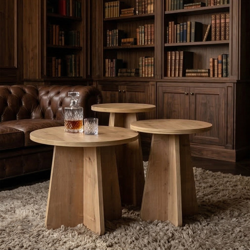 Ensemble de 3 tables gigognes Aurelia, Chêne saphir