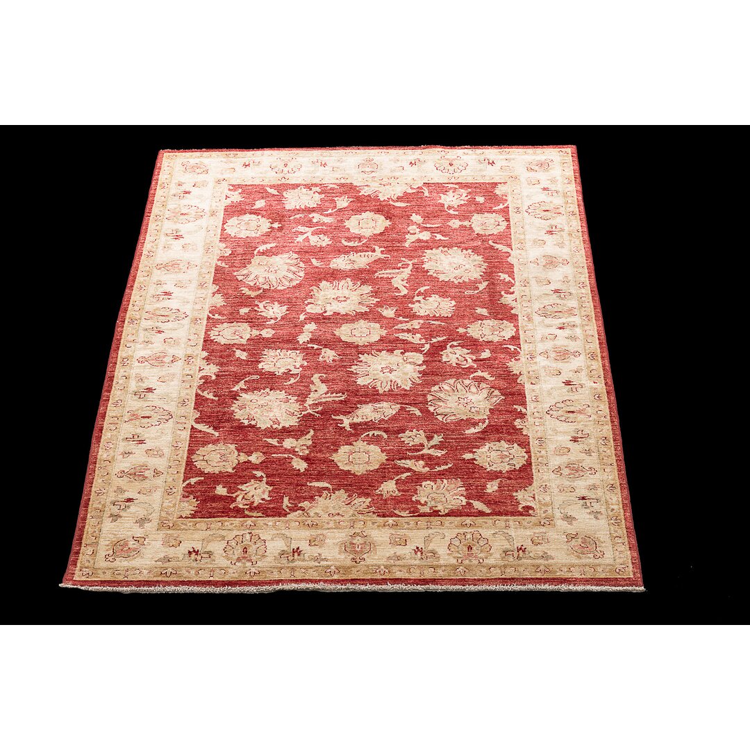 Teppich Israel aus Wolle und Baumwolle in Beige/Rot