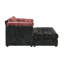 Oversized Upholstered Black Chenille Chaise Lounge with Soft Pillow Armrests-1516918699