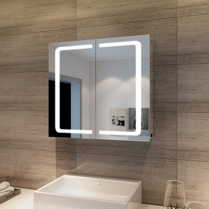 70mm W 65mm H Surface Frameless Medicine Cabinet Mirror Fixed