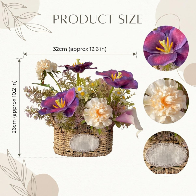Arrangement floral rustique artificiel, Mauve